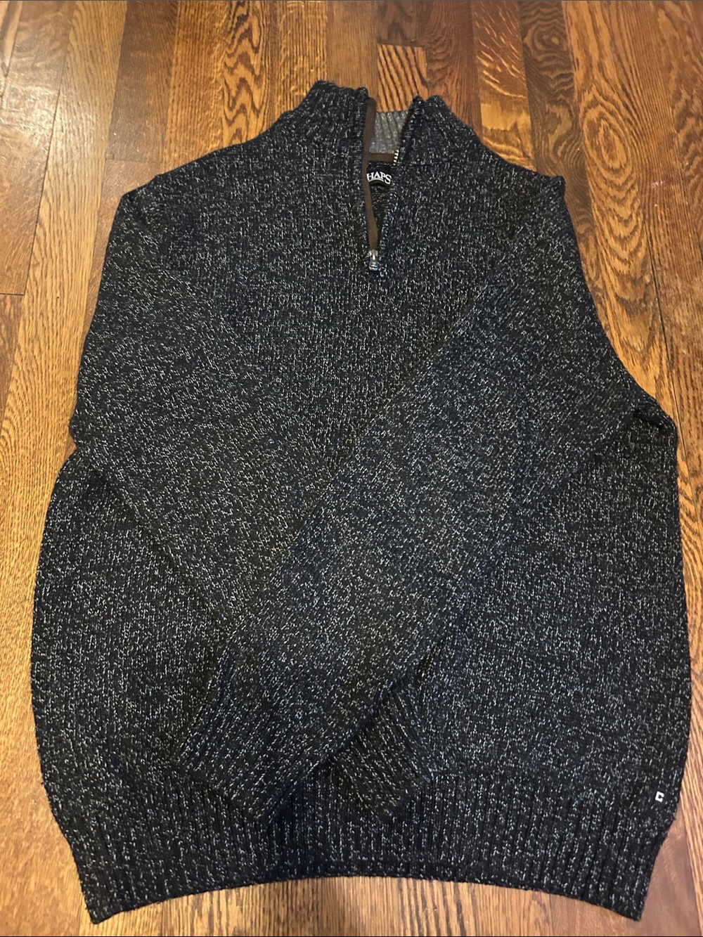 Chaps Men's Black Marled Zip-Neck Sweater